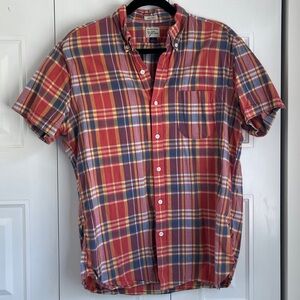 J. Crew Red and Blue Casual Button Down Shirt